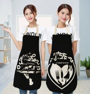Fashion Cotton and Linen Printing Creative European and American Simple Black and White Color Printing Apron Factory Direct Supply Wholesale