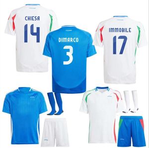 2024 25 Italiens Fußballtrikots Italienisches Trikot SCAMACCA IMMOBILE CHIESA Fußballtrikots RASPADORI JORGINHO VERRATTI Maglia Italiana Nationalmannschaftstrikot