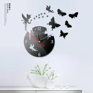 Zegary ścienne Kreatywne akrylowe zegar motyla europejski w stylu DIY salon sypialnia Dekroation naklejka