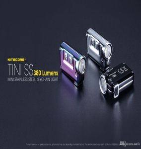 NITECORE TINI SS Torcia USB ricaricabile in acciaio inossidabile LED Key Light XP-G2 S3 LED 380 LM MINI Torcia5526381