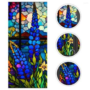 Window Stickers Colorful Flowers Wall Sticker Static Film Cling For Decorative Privacy Door Stained Vintage Glass