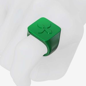 Spring new cross flower square jade ring original personalized high-end niche design
