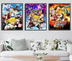 ポスターアンドプリントジャパンアニメコミックThe Seven Deadly Sins Art Painting Wall Art Canvas Wall Picture for Living Room Home Decor5077026