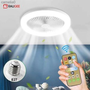 Electric Fans Ceiling Fans With Remote Control and Light 30W LED Lamp Fan E27 Converter Base Smart Silent Ceiling Fans For Bedroom Living RoomC24319