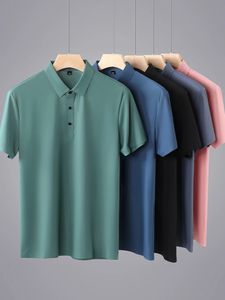 Summer Men Polo Shirts Classic Short Sleeve Tee Breathable Cooling Quick Dry Nylon Polos Men Golf T-shirt Plus Size 8XL 240312