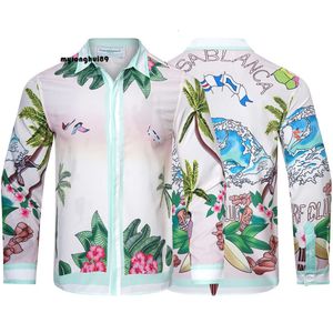 Casablanca camiseta estilo clube de surf 23 outono onda gradiente flor seda casal camisas de manga comprida para homens e mulheres