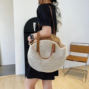 Cordão 2024 verão artesanal tecido bolsas de ombro femininas boho palha tecelagem moda axilas saco grande capacidade senhoras bolsas férias