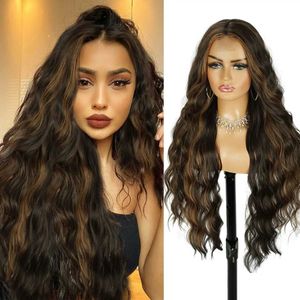 Sentetik peruklar 38 inç uzunluğunda siyah kadınlar için kıvırcık peruk uzun dalgalı peruk esmer peruklar kahverengi dalgalı peruk sentetik ekstra uzun saç perukları günlük parti için 240329