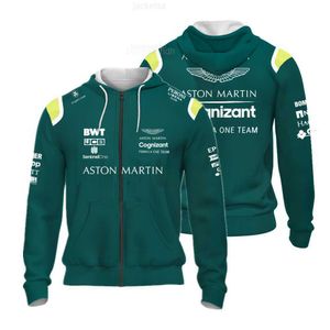 Moletom com capuz masculino 2024 Fórmula 1 Aston Martin com capuz F1 Alonso Racing Wear Suéter com zíper verde masculino e feminino Suéter grande para ciclismo