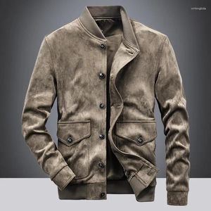 Herrjackor 2024 Spring Male Jacka Leather Flight Coats Motorcykeldräkt Män vintage mocka män bombplan