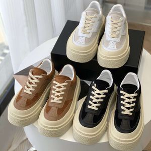 High End 24 Year Couple Thick Soled German Training Early Spring New Genuine Leather Color Matching Sponge Cake Sole Biscuit Sho, Height Increasing Casual