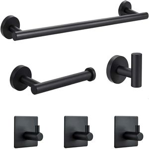 Edelstahl Badezimmer Hardware Set Robe Haken Handtuchhalter Bar Rack Bar Regal Seidenpapierhalter Zahnbürstenhalter Badezimmer 240312