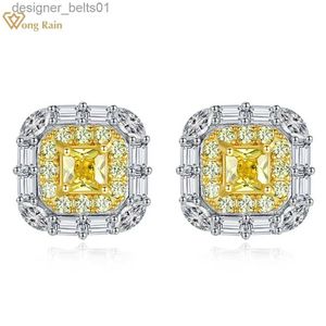 Stud Wong Rain Chic 100% 925 Sterling Silver Citrine High Caon Diamonds Gemstone Earrings Ear Stud Wedding Fine Jewelry WholesaleC24319