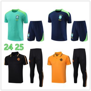 2023 2024 Brasils Vini Jr. Soccer Jersey Short ärmar byxor Tracksuit 24 24 National Team G.Jesus P. Coutinho Football Training Suit Uniform Sweatshirt Set