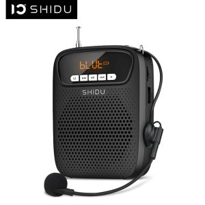 スピーカーShidu 15wポータブル音声増幅器有線マイクFMラジオ補助オーディオ録音bluetooth教師用S278