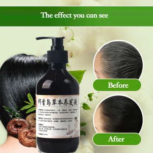 Shampoo A Base di Erbe Naturale Polygonum Multiflorum Shampoo Vegetale Liquido Capelli Grigi Depilazione Bianca Turno Permanente Cura Dei Capelli Neri 300ml