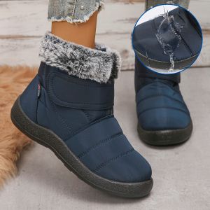 Stiefel 2023 Neu unten wasserdichte Winterstiefel Frauen Anti -Schlupf Dicke warme Plüschschnee Stiefel Frau Freizeit Rabbit Fell Baumwolle gepolsterte Schuhe