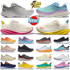 Hoka One One One Clifton 8 9 Carbon X2 X3 런닝 슈즈 본디 8 화이트 스니커 블랙 해안 하늘 생생한 오렌지 전환 모래 에어리 여성 남성 야외 조깅 트레이너