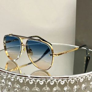 MACH-SEVEN Men Women Designer Sunglasses Metal Gold Plated Frame Business Sports Style Sunglasses Original Box