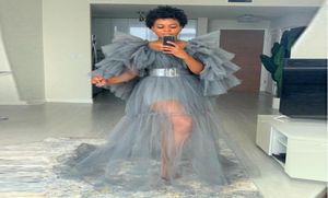 Moderskap Poshoot Vestidos Gray Tiered Sheer Party Dresses Wihtout Sash Off Shoule Full Hylsa Prom Dress for Po Shoot Baby4753061