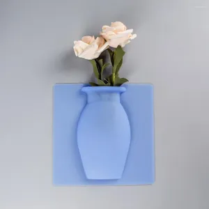 Wazony kwiaty ścian wazon Waza wielokrotnego użytku nowoczesna silikon do lodówki szklane montowanie kafelków ceramicznych
