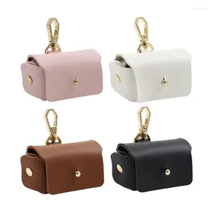 Storage Bags Earring Bag Solid Color Jewelry Organizer Leather Round Box Travel Studs Necklace Ring Portable Home Accessories