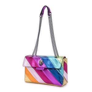 Elegancka torby na ramię Kurtg damska torba splicing ręczna eagle łańcuch designerski torebki jedna crossbody tęczowa torba