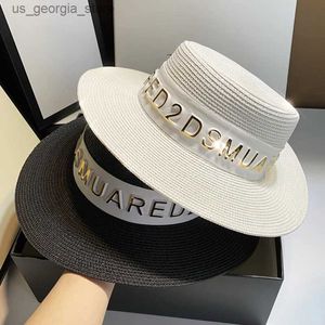 Breda randen hattar hink hattar nya sommarsol hatt kvinnor mode flicka str hatt band båge strand hatt fritid strar platt topp panama hatt ben femino y240319