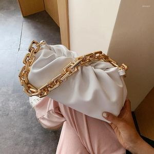 Totes TEENA Gold Chain Bags For Women 2024 Summer PU Leather Crossbody Luxuury Elegant Shoulder Handbags