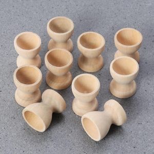 Dinnerware Sets 15pcs Wooden Easter Egg Holder DIY Eggs Tray Glass Shaped Holding Cups Tabletop Container Wood Storage