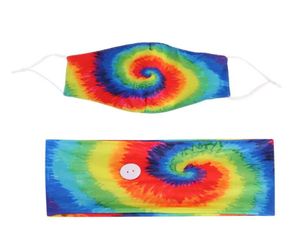 Tiedye Hair Band Masks Set Spiral Pattern Button Antileash Hair Mask Headscarf Accessories Yoga Movement Elastic HeadBand BWC265784688