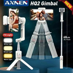 Stabilizzatori NUOVO AXNEN HQ2 Stabilizzatore per cellulare con giunto cardanico palmare Treppiede per selfie stick con monopiede con asta telescopica a luce di riempimento per iPhone Android Q240319