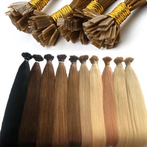 Extensions Toysww European Human Hair Flat Tip Hårförlängningar Blond 1G1s Naturliga raka jungfruliga hårförlängningar 50G 100Gpack