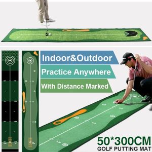 AIDS 50x300 cm Golf Sätt grön matta inomhusutrustning för hemmakontoret inomhus minigolf som sätter träningsmatta