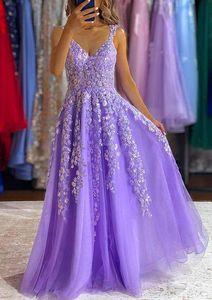 Lavender Evening Piękne sukienki linia paski spaghetti aplikacje koraliki długie sukienki balowe vestidos de fiesta bc ppliques