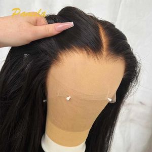 Synthetic Wigs Double Drawn Bleached Knots Bone Straight 13x6 HD Transparent Lace Frontal Human Hair Glueless Wigs Pre plucked Ready To Go 240328 240327