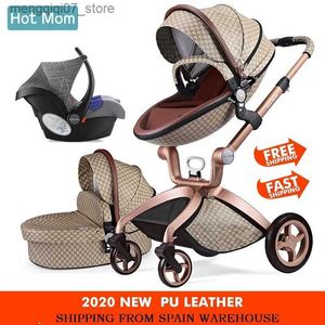 Strollers# Baby Stroller 3 in 1Hot Mom travel system High Land-scape stroller with bassinet in 2021 Folding Carriage for Newborns baby L240319
