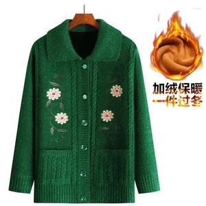 Women's Knits Grandma's Autumn Winter Sweater Cardigan Coat Female Plus Velvet Middle-Aged And Elderly Mother Long Sleeve