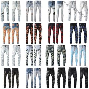 jeans miri jeans firmati da uomo jeans da uomo di moda di alta qualità stile fresco designer di lusso pantaloni in denim biker strappato effetto consumato nero blu jeans slim fit moto