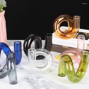 Candle Holders Twisted Clear Glass Flower Vase European Wedding Table Centerpieces Candlestick Holder Crafts Home Decoration