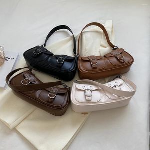 Drawstring Women Fashion Shoulder Bag Double Pockets PU Leather Small Handbag Y2K Trendy Shopping Large Capacity Daily