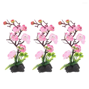 Decorative Flowers 3pcs Sushi Restaurant Simulation Flower Decors Plate Ornaments Fake