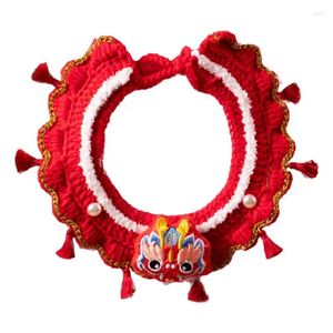 Dog Apparel Spring Festival Scarf Dragon Patterned Cat And Costume Hand-Knitted Adjustable Dogs Year Dress Accessories