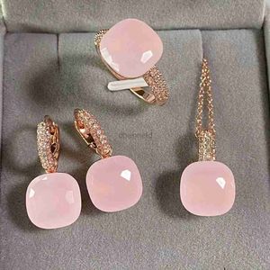 Bangle 3 pcs/set women ring earrings necklace jewelry set Inlay transparent zirconia candy set crystal jewelry reception gift 240319