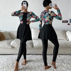 Roupas Fashion Flower Impresso Burkinis Conjuntos para mulheres capa completa