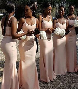 Elegant Bridesmaids Dresses Blush Pink African Bridesmaid Dress Spaghetti Straps Sweetheart Fitted Wedding Party Guest Gowns Custo6121489