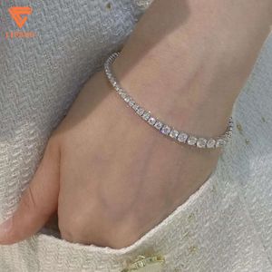 Klasik Moissanite Elmaslar Güzel Gümüş Kadınlar Bileklik Yuvarlak VVS D Moissanit Pass Diamond Test Tenis Zinciri