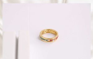 Classic Titanium Steel 18K Gold Exquisite Rhinestone Color Diamond Fine Circle Ring Fashion Ol Twin Style Ring Shank