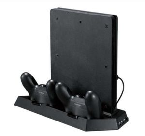 Vertikaler Ständer für PS4 Slim PS4 mit Lüfter, Dual-Controller-Ladestation, 3 zusätzlichen USB-Anschlüssen, Schwarz2784012