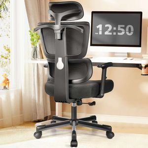 Primy Ergonomic Desk High Back Computer Gaming Chair, Comfy Big and Tall Home Office with Lumbar Support, Breathable Mesh Reclining Chair Adjustable Armrests